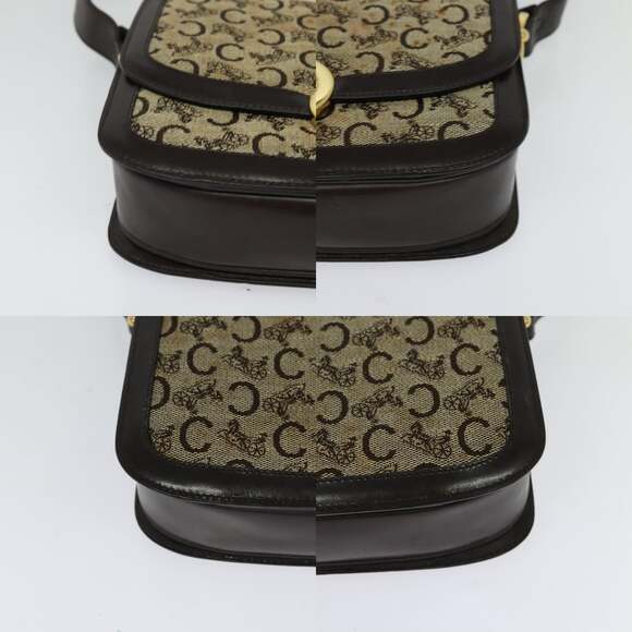CELINE C Sulky Shoulder Bag Canvas Brown Gold - Picture 10 of 12